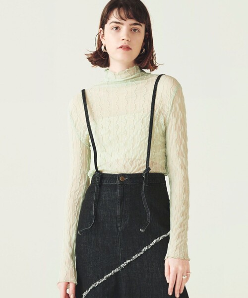 FREAK'S STORE（フリークスストア）の「シアーインナーＴシャツ（Tシャツ/カットソー・レディース・ブラック/オフホワイト/ブルーグリーン・ﾌﾘ-）」の3枚目の写真