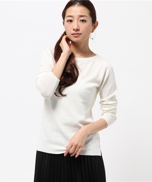 La TOTALITE（ラトータリテ）の「ソウバリボートネックプルオーバー（ニット/セーター・レディース・チャコールグレー/ホワイト/イエロー/その他2・FREE）」の2枚目の写真