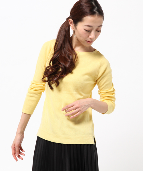 La TOTALITE（ラトータリテ）の「ソウバリボートネックプルオーバー（ニット/セーター・レディース・チャコールグレー/ホワイト/イエロー/その他2・FREE）」の4枚目の写真