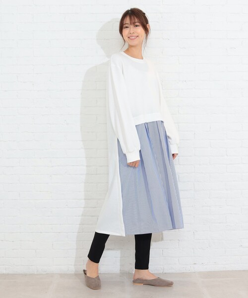 SHOO・LA・RUE（シューラルー）の「◆ストライプドッキングワンピース（ワンピース・レディース・ホワイト系その他5/ブラック系4/ライトイエロー系5・03/04/02）」の2枚目の写真