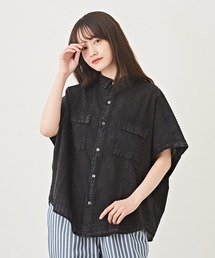 CUBE SUGAR | インド綿ボイルアシッド加工半袖無地バルーンシャツ(シャツ/ブラウス)