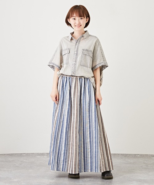 CUBE SUGAR(キューブシュガー)の「インド綿ボイルアシッド加工半袖無地バルーンシャツ(シャツ/ブラウス・レディース・ライトグレー/ブラック/レッド/ブルー・M)」の5枚目の写真