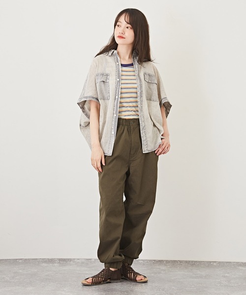 CUBE SUGAR(キューブシュガー)の「インド綿ボイルアシッド加工半袖無地バルーンシャツ(シャツ/ブラウス・レディース・ライトグレー/ブラック/レッド/ブルー・M)」の6枚目の写真