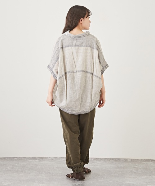 CUBE SUGAR(キューブシュガー)の「インド綿ボイルアシッド加工半袖無地バルーンシャツ(シャツ/ブラウス・レディース・ライトグレー/ブラック/レッド/ブルー・M)」の8枚目の写真