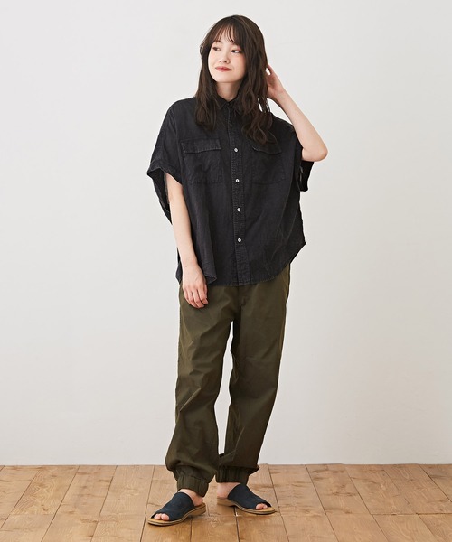 CUBE SUGAR(キューブシュガー)の「インド綿ボイルアシッド加工半袖無地バルーンシャツ(シャツ/ブラウス・レディース・ライトグレー/ブラック/レッド/ブルー・M)」の9枚目の写真