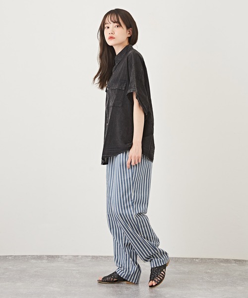 CUBE SUGAR(キューブシュガー)の「インド綿ボイルアシッド加工半袖無地バルーンシャツ(シャツ/ブラウス・レディース・ライトグレー/ブラック/レッド/ブルー・M)」の11枚目の写真