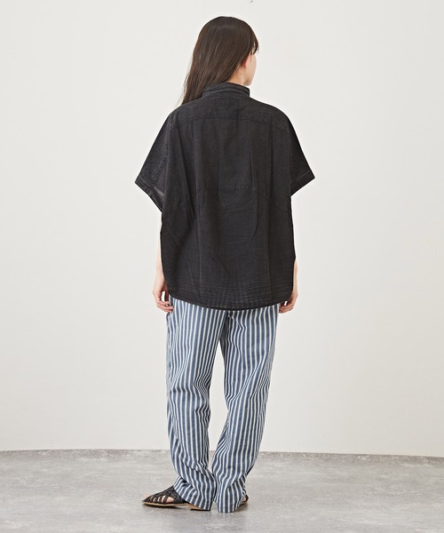 CUBE SUGAR(キューブシュガー)の「インド綿ボイルアシッド加工半袖無地バルーンシャツ(シャツ/ブラウス・レディース・ライトグレー/ブラック/レッド/ブルー・M)」の12枚目の写真