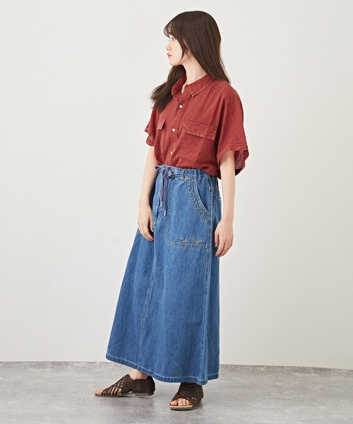 CUBE SUGAR(キューブシュガー)の「インド綿ボイルアシッド加工半袖無地バルーンシャツ(シャツ/ブラウス・レディース・ライトグレー/ブラック/レッド/ブルー・M)」の14枚目の写真