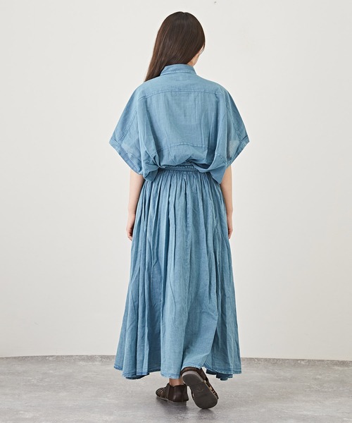 CUBE SUGAR(キューブシュガー)の「インド綿ボイルアシッド加工半袖無地バルーンシャツ(シャツ/ブラウス・レディース・ライトグレー/ブラック/レッド/ブルー・M)」の18枚目の写真