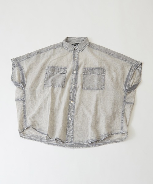 CUBE SUGAR(キューブシュガー)の「インド綿ボイルアシッド加工半袖無地バルーンシャツ(シャツ/ブラウス・レディース・ライトグレー/ブラック/レッド/ブルー・M)」の19枚目の写真