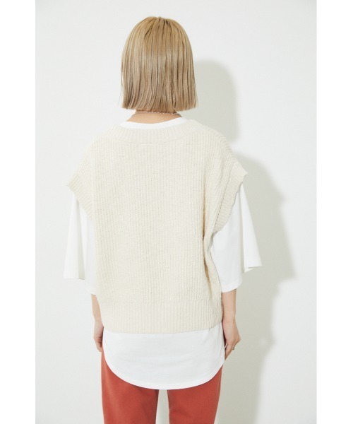 BLACK BY MOUSSY（ブラックバイマウジー）の「slub aze knit vest（スラブアゼニットベスト）（ベスト・レディース・カーキ/オフホワイト/ブラック・FREE）」の17枚目の写真