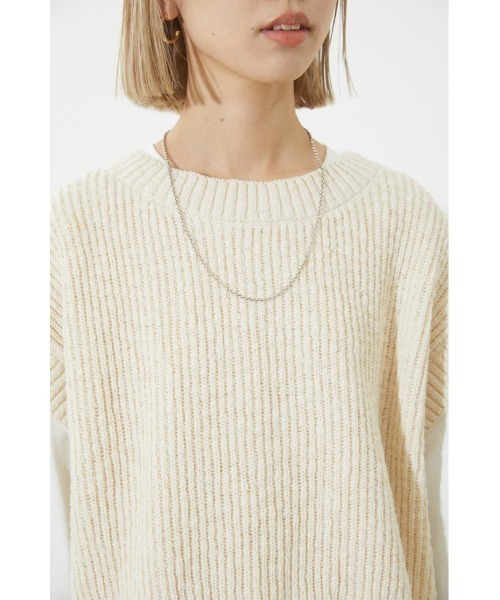 BLACK BY MOUSSY（ブラックバイマウジー）の「slub aze knit vest（スラブアゼニットベスト）（ベスト・レディース・カーキ/オフホワイト/ブラック・FREE）」の18枚目の写真