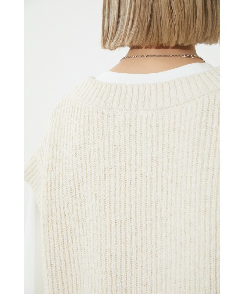 BLACK BY MOUSSY（ブラックバイマウジー）の「slub aze knit vest（スラブアゼニットベスト）（ベスト・レディース・カーキ/オフホワイト/ブラック・FREE）」の19枚目の写真