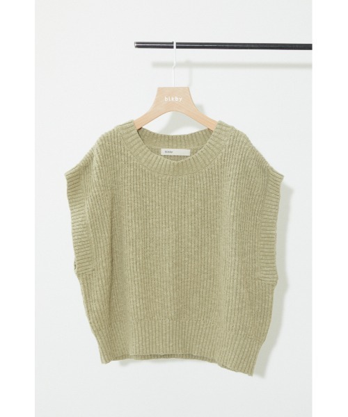 BLACK BY MOUSSY（ブラックバイマウジー）の「slub aze knit vest（スラブアゼニットベスト）（ベスト・レディース・カーキ/オフホワイト/ブラック・FREE）」の13枚目の写真