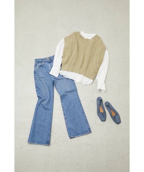 BLACK BY MOUSSY（ブラックバイマウジー）の「slub aze knit vest（スラブアゼニットベスト）（ベスト・レディース・カーキ/オフホワイト/ブラック・FREE）」の4枚目の写真