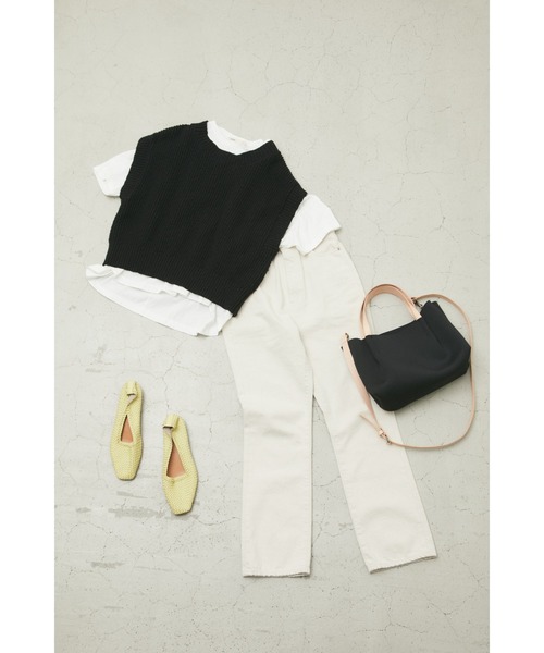 BLACK BY MOUSSY（ブラックバイマウジー）の「slub aze knit vest（スラブアゼニットベスト）（ベスト・レディース・カーキ/オフホワイト/ブラック・FREE）」の5枚目の写真