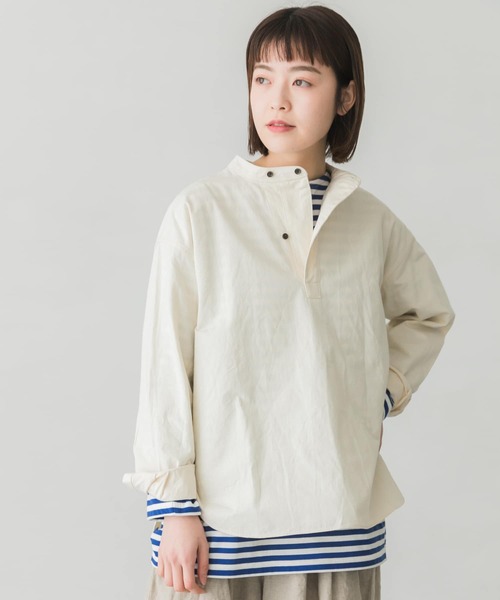 かぐれ（カグレ）の「コットンコックシャツ（シャツ/ブラウス・レディース・アイボリー/チャコールグレー・FREE）」の3枚目の写真