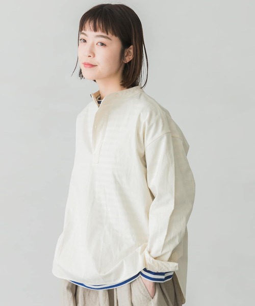 かぐれ（カグレ）の「コットンコックシャツ（シャツ/ブラウス・レディース・アイボリー/チャコールグレー・FREE）」の4枚目の写真