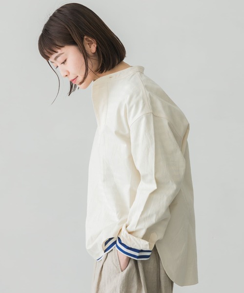 かぐれ（カグレ）の「コットンコックシャツ（シャツ/ブラウス・レディース・アイボリー/チャコールグレー・FREE）」の5枚目の写真