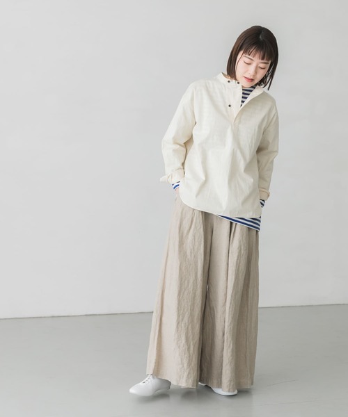 かぐれ（カグレ）の「コットンコックシャツ（シャツ/ブラウス・レディース・アイボリー/チャコールグレー・FREE）」の8枚目の写真