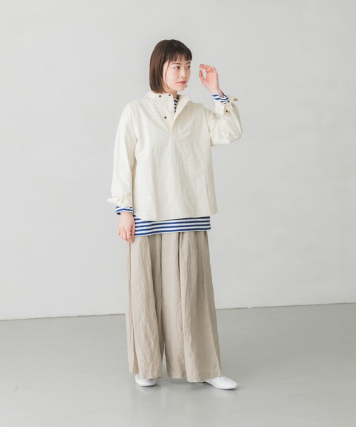 かぐれ（カグレ）の「コットンコックシャツ（シャツ/ブラウス・レディース・アイボリー/チャコールグレー・FREE）」の9枚目の写真