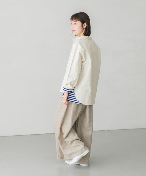 かぐれ（カグレ）の「コットンコックシャツ（シャツ/ブラウス・レディース・アイボリー/チャコールグレー・FREE）」の12枚目の写真