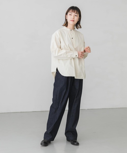 かぐれ（カグレ）の「コットンコックシャツ（シャツ/ブラウス・レディース・アイボリー/チャコールグレー・FREE）」の21枚目の写真