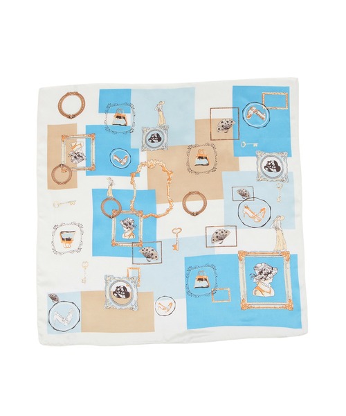 Julia Boutique(ジュリアブティック)の「70×70cmサイズ・ヴィンテージ風サテン生地スカーフ/100014(バンダナ/スカーフ・レディース・I/B/L/H/E/A/P/G/M/O/D/S/N/K/F/C/R/Q/J/T・ONE)」の5枚目の写真