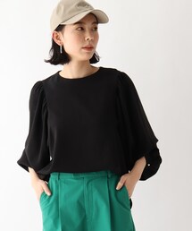 OPAQUE.CLIP（オペークドットクリップ）の「◆ドライウールライクストレッチ ボリュームスリーブTブラウス（Tシャツ/カットソー）」