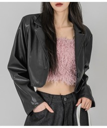 FOLLOWIN | 肩紐ビーズチェーンフェイクファーブラトップ(キャミソール)