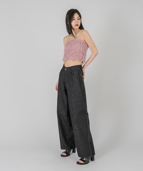 FOLLOWIN（フォロウィン）の「肩紐ビーズチェーンフェイクファーブラトップ（キャミソール・レディース・ホワイト/ブラック/ピンク・FREE）」の22枚目の写真