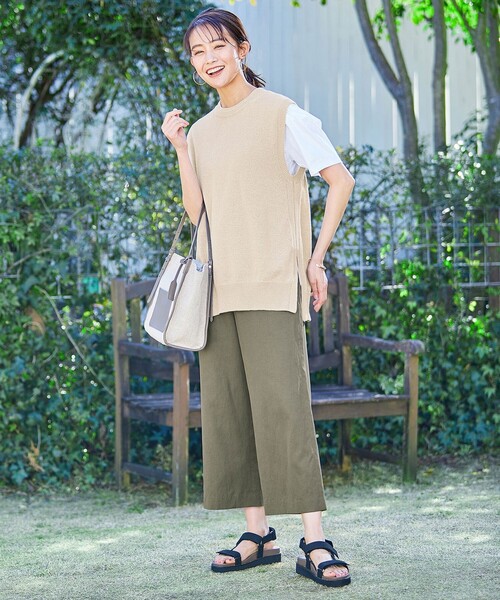 J.PRESS Ladies（J.プレス レディス）の「【洗える】コットン麻フィブリルツイル ストレート パンツ（その他パンツ・レディース・ベージュ系/ダルブルー系/カーキ系・S/XS/XXS）」の7枚目の写真