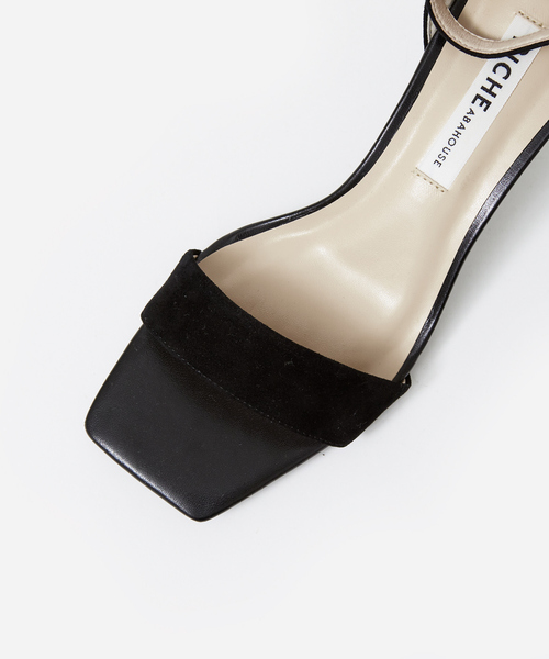 PICHE ABAHOUSE（ピシェ アバハウス）の「アンクルストラップ スクエアトゥサンダル（サンダル・レディース・ブラック/オフホワイト/グレイッシュベージュ/グリーン・38/36/37/39/35）」の16枚目の写真