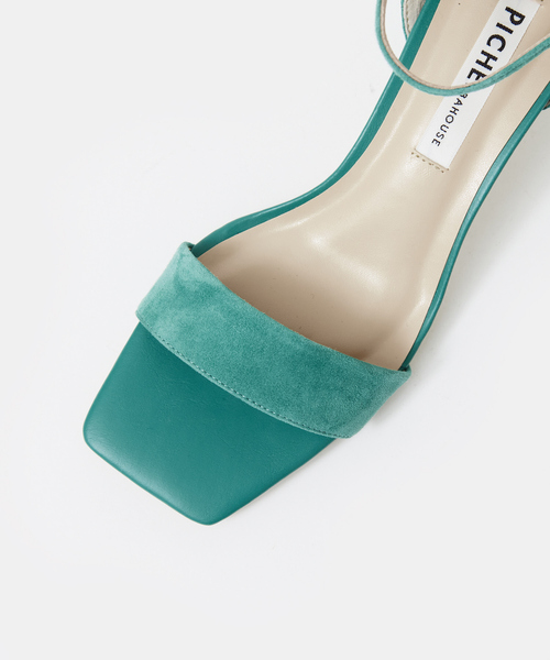 PICHE ABAHOUSE（ピシェ アバハウス）の「アンクルストラップ スクエアトゥサンダル（サンダル・レディース・ブラック/オフホワイト/グレイッシュベージュ/グリーン・38/36/37/39/35）」の19枚目の写真