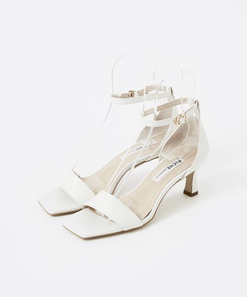 PICHE ABAHOUSE（ピシェ アバハウス）の「アンクルストラップ スクエアトゥサンダル（サンダル・レディース・ブラック/オフホワイト/グレイッシュベージュ/グリーン・38/36/37/39/35）」の21枚目の写真