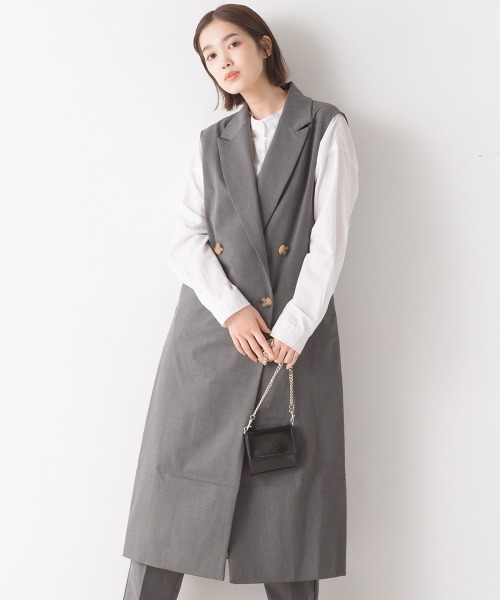 OMNES（オムネス）の「TRストレッチ ロングテーラードジレ（ベスト・レディース・ブラック/ベージュ/グレー・FREE）」の4枚目の写真