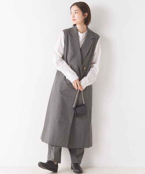 OMNES（オムネス）の「TRストレッチ ロングテーラードジレ（ベスト・レディース・ブラック/ベージュ/グレー・FREE）」の8枚目の写真