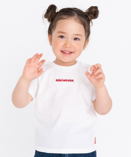 MIKI HOUSE（ミキハウス）の「ロゴ半袖Ｔシャツ（Tシャツ/カットソー・キッズ・ピンク/レッド/ネイビー/イエロー/グリーン/ホワイト・110cm/120cm/90cm/80ｃｍ/150cm/70cm/140cm/100cm/130cm）」の2枚目の写真