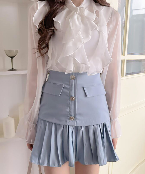 Ulysses（ユリシス）の「フリルリボンシアーブラウス（シャツ/ブラウス・レディース・ホワイト/グレー/ブラック/ブルー/ピンク・S/M/L）」の19枚目の写真