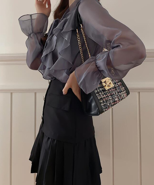 Ulysses（ユリシス）の「フリルリボンシアーブラウス（シャツ/ブラウス・レディース・ホワイト/グレー/ブラック/ブルー/ピンク・S/M/L）」の21枚目の写真