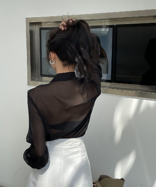 Ulysses（ユリシス）の「フリルリボンシアーブラウス（シャツ/ブラウス・レディース・ホワイト/グレー/ブラック/ブルー/ピンク・S/M/L）」の6枚目の写真