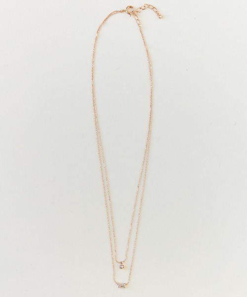 tocco closet（トッコ　クローゼット）の「《日本製》クリアビジュー×リボンモチーフ２連ネックレス（ネックレス・レディース・ピンクゴールド・FREE）」の3枚目の写真