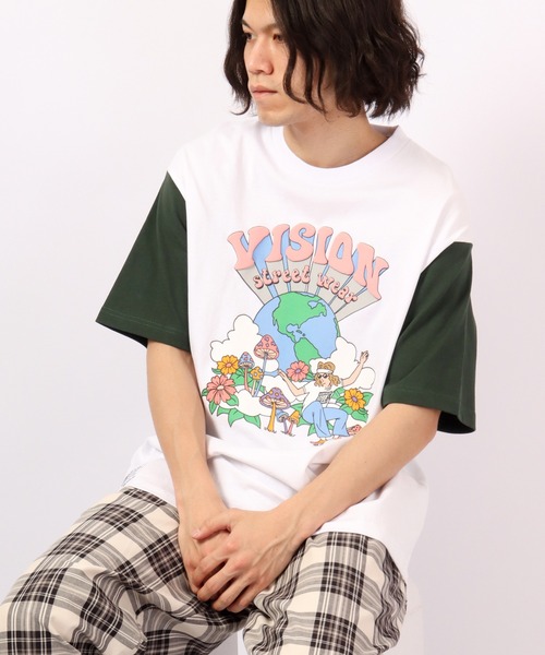 VISION STREET WEAR(ヴィジョンストリートウェア)の「VISION STREET WEAR プリントTシャツ(Tシャツ/カットソー・メンズ・ホワイト/ネイビー/グリーン/ホワイト系その他/グレー系その他/グリーン系その他/ブルー系その他/チャコール/ホワイト系その他2/ホワイト系その他3/グレー系その他2/グレー系その他3・LL/M/L)」の1枚目の写真