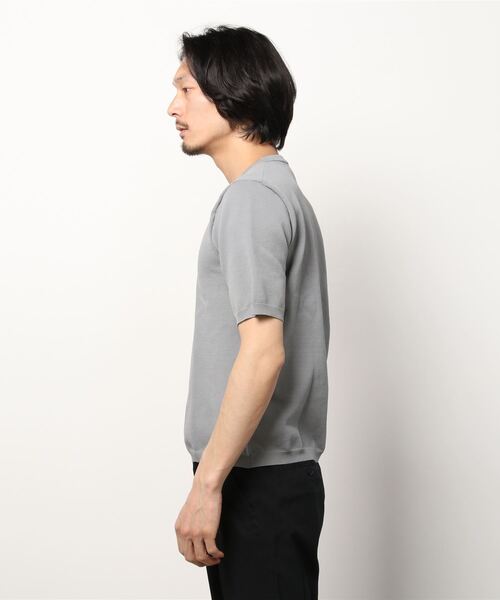 Perfect Suit FActory（パーフェクトスーツファクトリー）の「鹿の子ニット　Tシャツ　ネイビー/グレー/オフホワイト（Tシャツ/カットソー・メンズ・ネイビー/オフホワイト/ライトグレー・M/L/LL）」の20枚目の写真