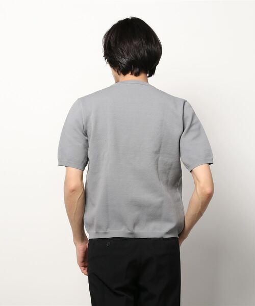 Perfect Suit FActory（パーフェクトスーツファクトリー）の「鹿の子ニット　Tシャツ　ネイビー/グレー/オフホワイト（Tシャツ/カットソー・メンズ・ネイビー/オフホワイト/ライトグレー・M/L/LL）」の21枚目の写真