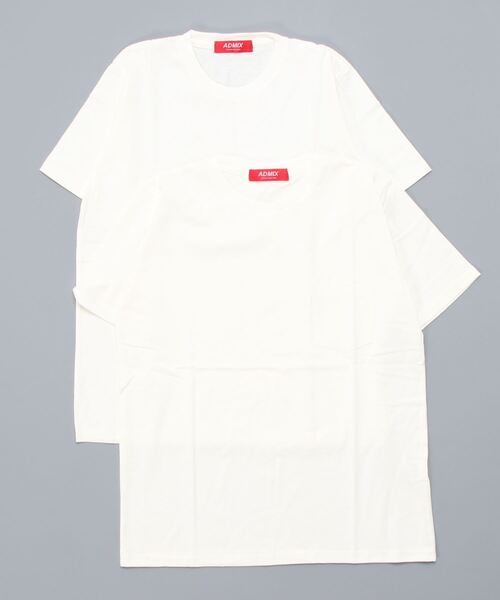VIBGYOR(ヴィブジョー)の「ポケット付きクルーネックTEE(BL)(Tシャツ/カットソー・メンズ・ホワイト/ブラック・MEDIUM/LARGE)」の1枚目の写真