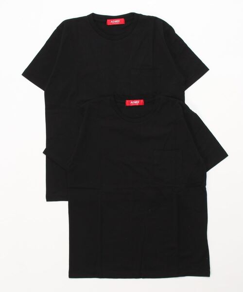 VIBGYOR(ヴィブジョー)の「ポケット付きクルーネックTEE(BL)(Tシャツ/カットソー・メンズ・ホワイト/ブラック・MEDIUM/LARGE)」の2枚目の写真