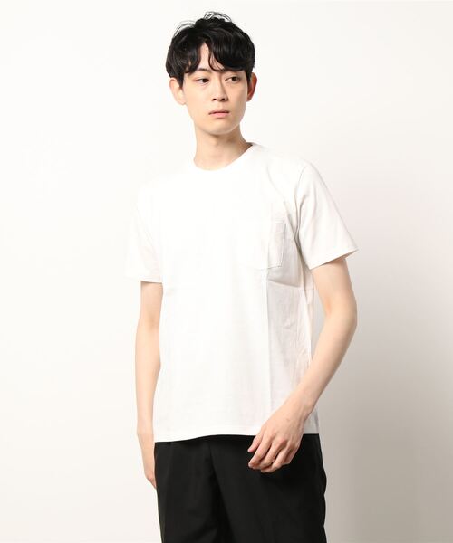 VIBGYOR(ヴィブジョー)の「ポケット付きクルーネックTEE(BL)(Tシャツ/カットソー・メンズ・ホワイト/ブラック・MEDIUM/LARGE)」の6枚目の写真