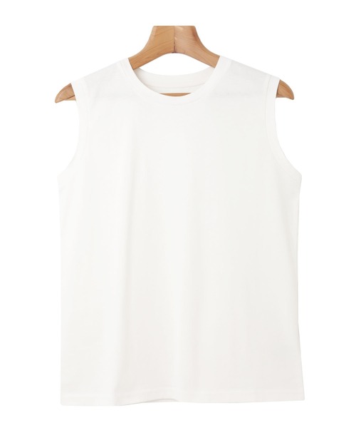 andme（アンドミー）の「【新色追加】コットン天竺ノースリーブトップス（Tシャツ/カットソー・レディース・チャコールグレー/ブラック/グリーン/オフホワイト/テラコッタ/ライム/ラベンダー/ワインレッド/グレイッシュベージュ/グレー/レッド/ネイビー/ライトグリーン/バーガンディー/イエロー系その他・M）」の22枚目の写真