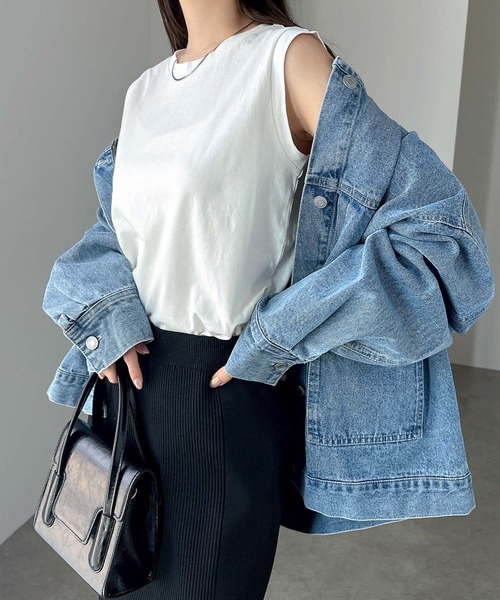 andme(アンドミー)の「【新色追加】コットン天竺ノースリーブトップス(Tシャツ/カットソー・レディース・チャコールグレー/ブラック/グリーン/オフホワイト/テラコッタ/ライム/ラベンダー/ワインレッド/グレイッシュベージュ/グレー/レッド/ネイビー/ライトグリーン/バーガンディー/イエロー系その他・M)」の19枚目の写真